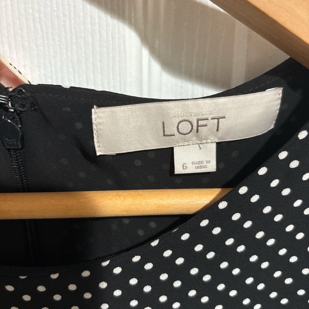 LOFT Black Dress with White Dots